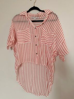 HYFVE White and Red Striped Button-Down Shirt